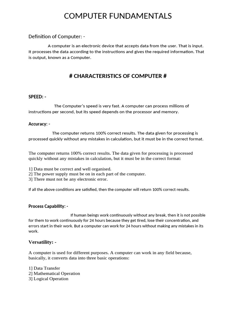 Computer Fundamentals | PDF