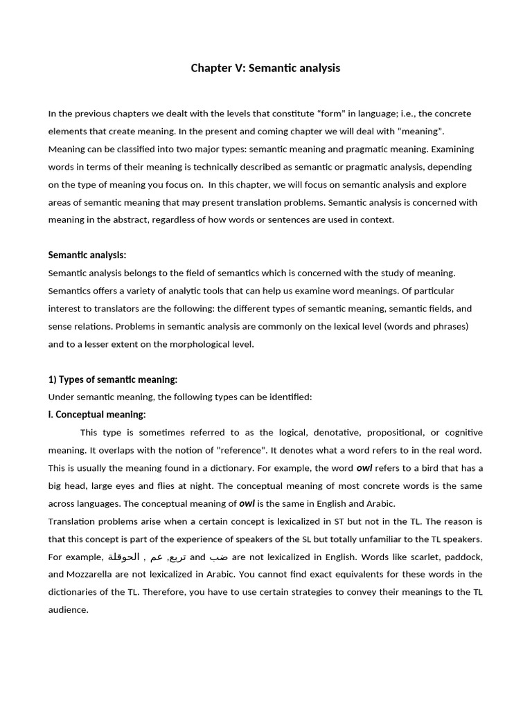 Chapter V Semantic Analysis-1 | PDF | Semantics | Word