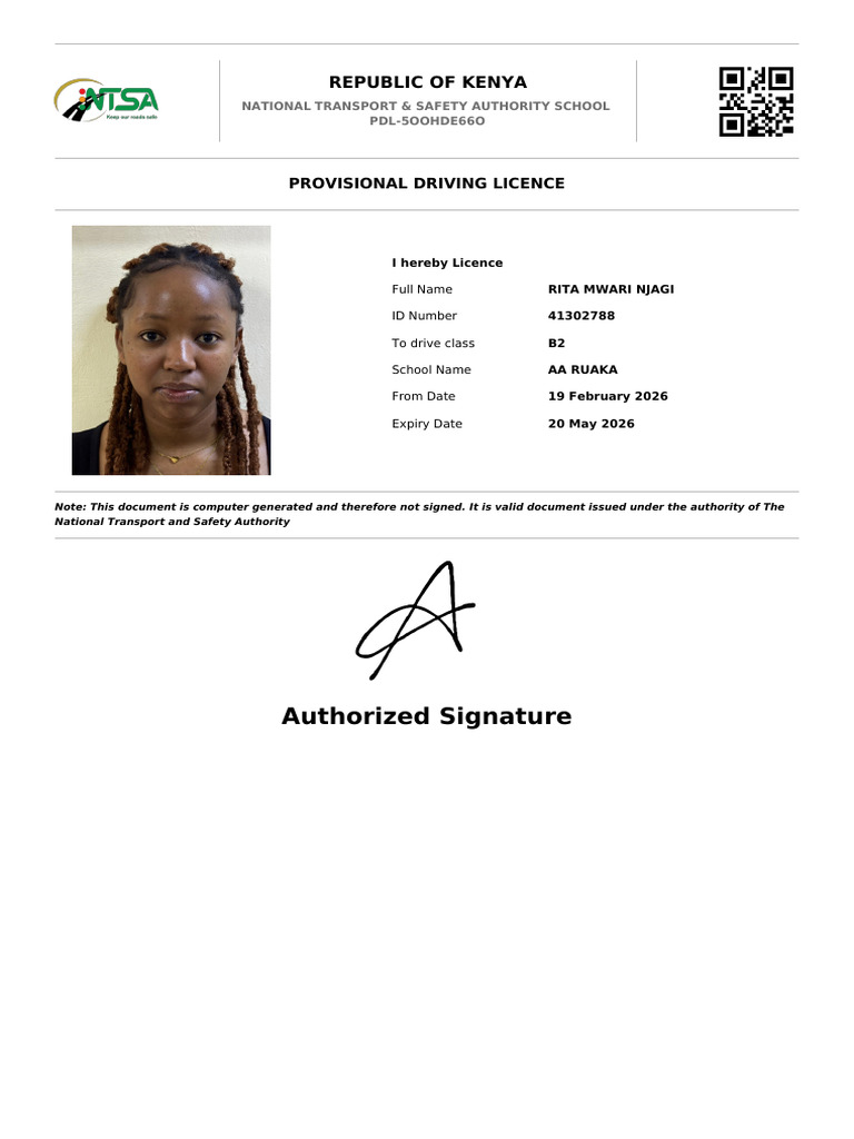PDL 5OOHDE66O Provisional Driving License | PDF