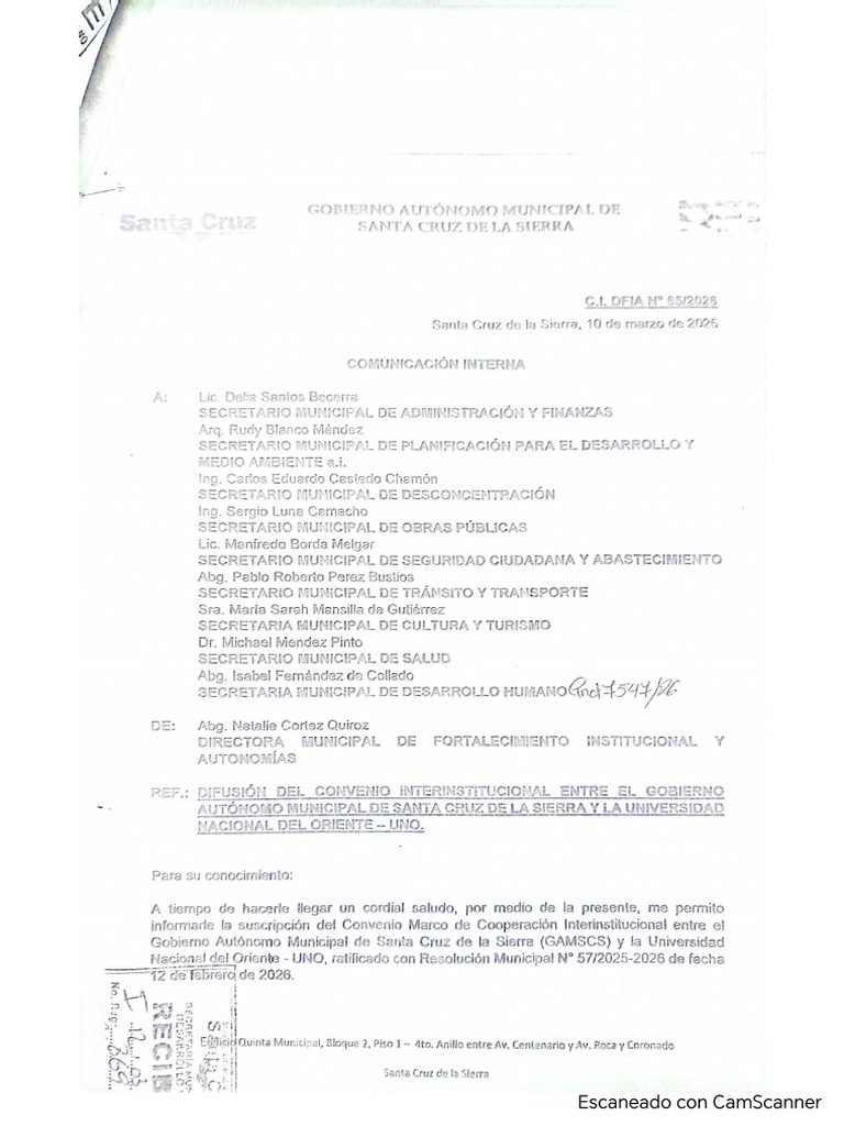 Difusión de Convenio Interinstitucional Entre Gamscs y La Universidad ...