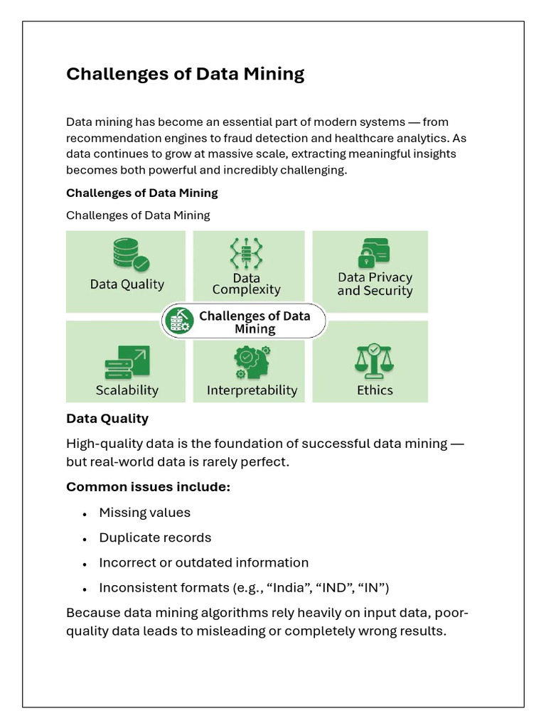 Challenges of Data Mining | PDF | Cognitive Science | Computer Science