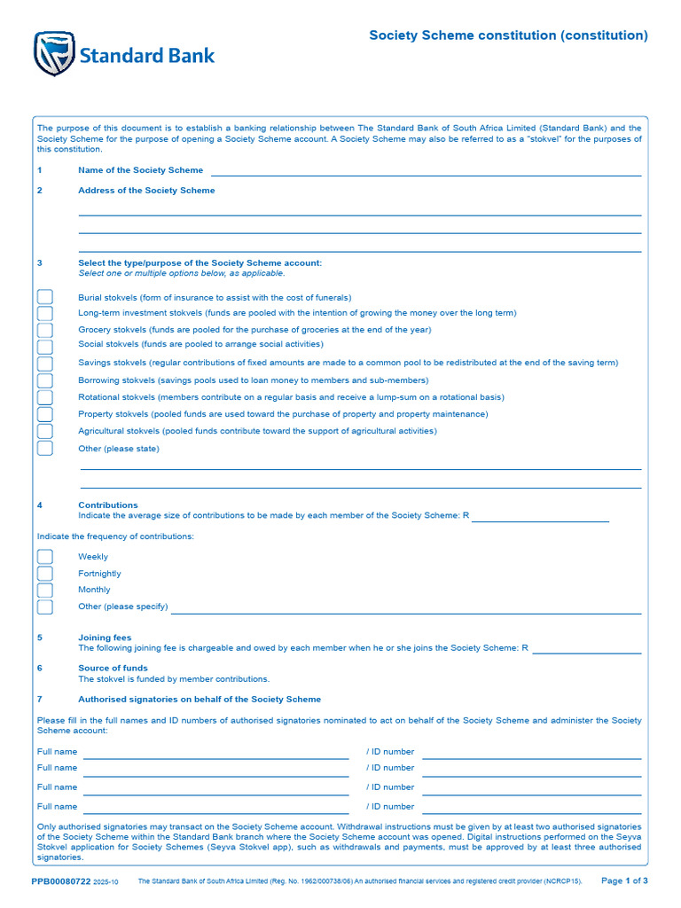 Society Scheme Constitution Template | PDF | Personal Finance ...