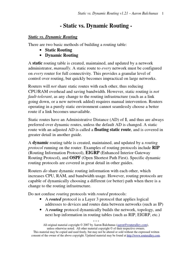 Static Dynamic Routing | PDF