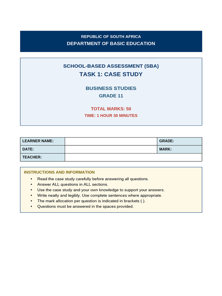 Grade11 BusinessStudies SBA Task1!1!20260310 181906 | PDF | Strike ...