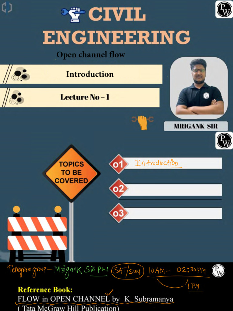 Introduction 01 - Class Notes Open Channel Flow | PDF