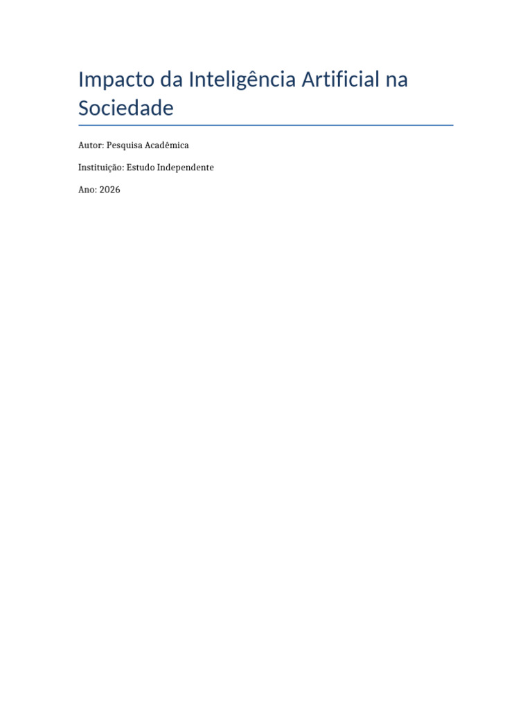 Impacto Da Inteligência Artificial Na Sociedade | PDF | Sociologia ...