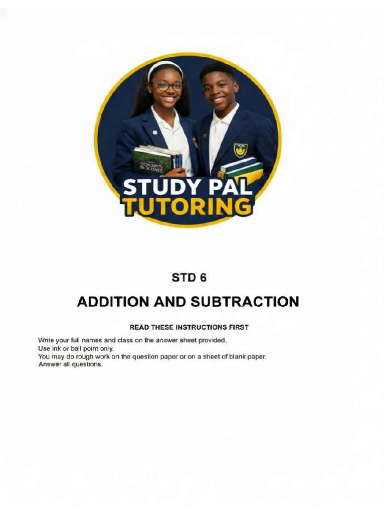 Study Pal STD 6 Addition & Subtraction | PDF