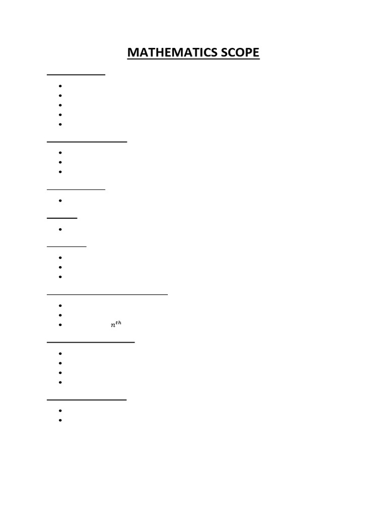 Mathematics Scope (Term 1) | PDF