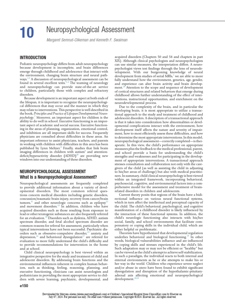 10 Neuropsychological Assessment | PDF | Mental Disorder | Wechsler ...