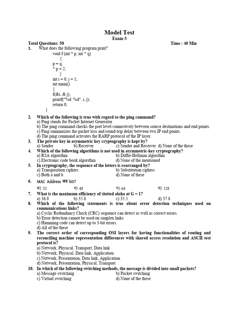 Model Test 3 | PDF | Computer Network | Domain Name System