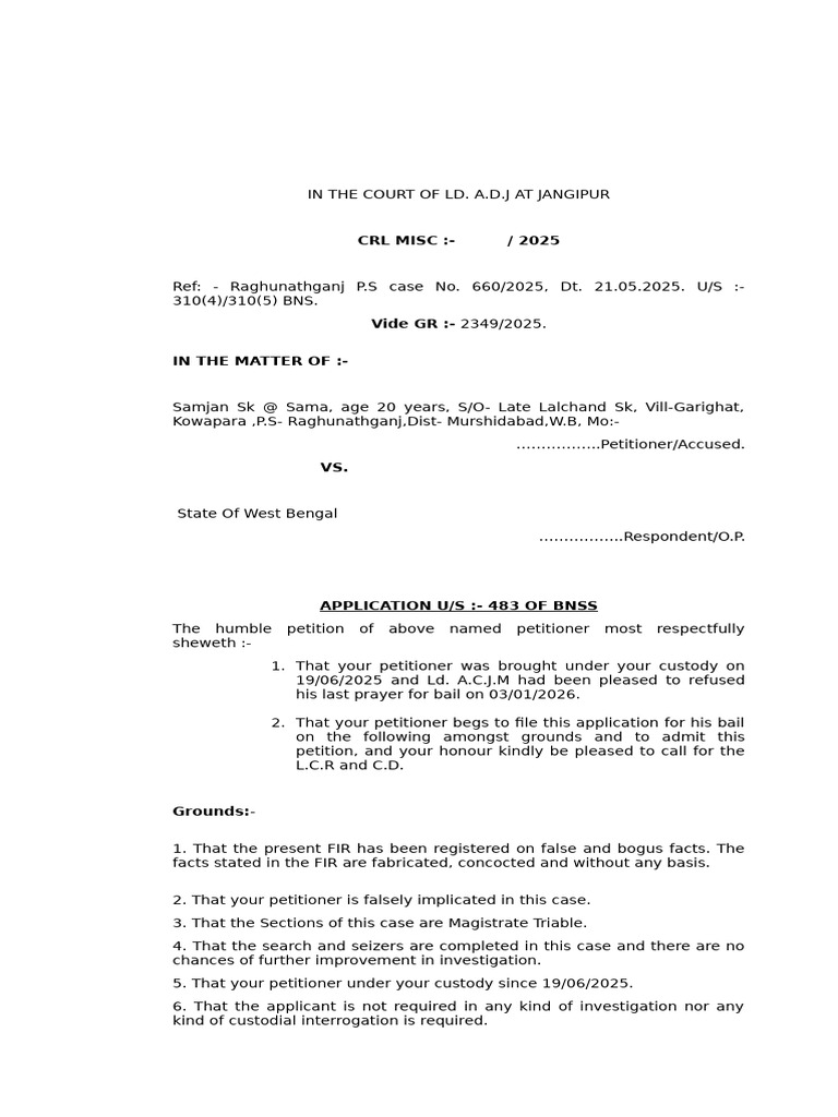 CRL Misc:-/ 2025 | PDF | Bail | Criminal Justice