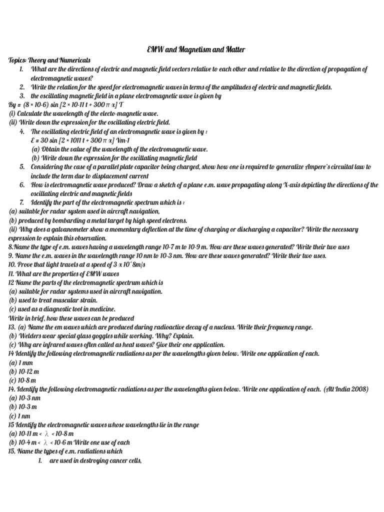 Lesson 4 and 6 12std - EMW and Magnetism & Matter | PDF ...