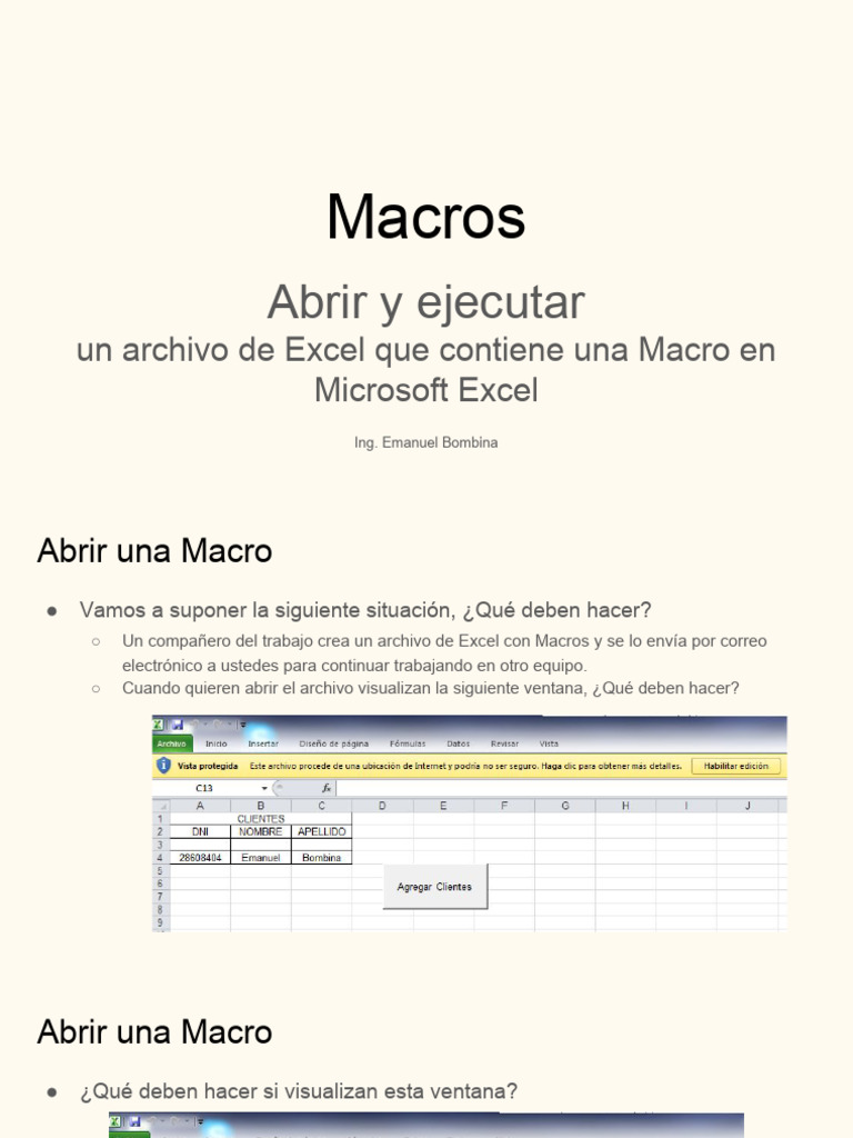 Abrir y Ejecutar Una Macro | PDF | Microsoft Excel | Macro (informática)