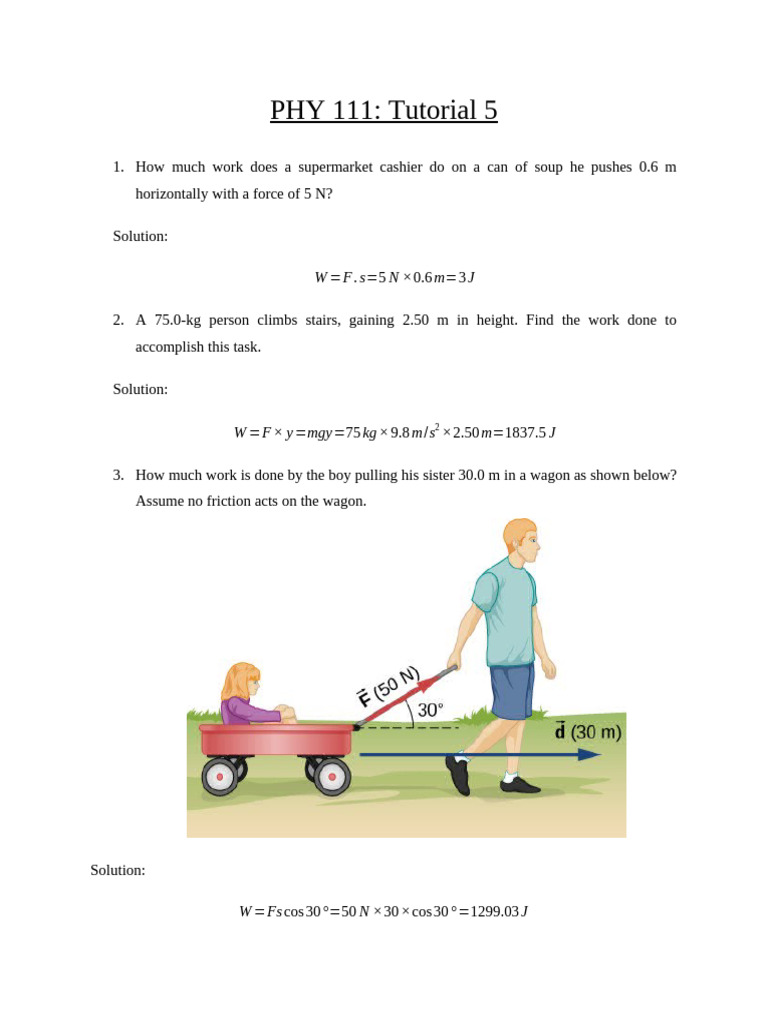 PHY 111 Tutorial 5 Solutions | PDF | Force | Acceleration