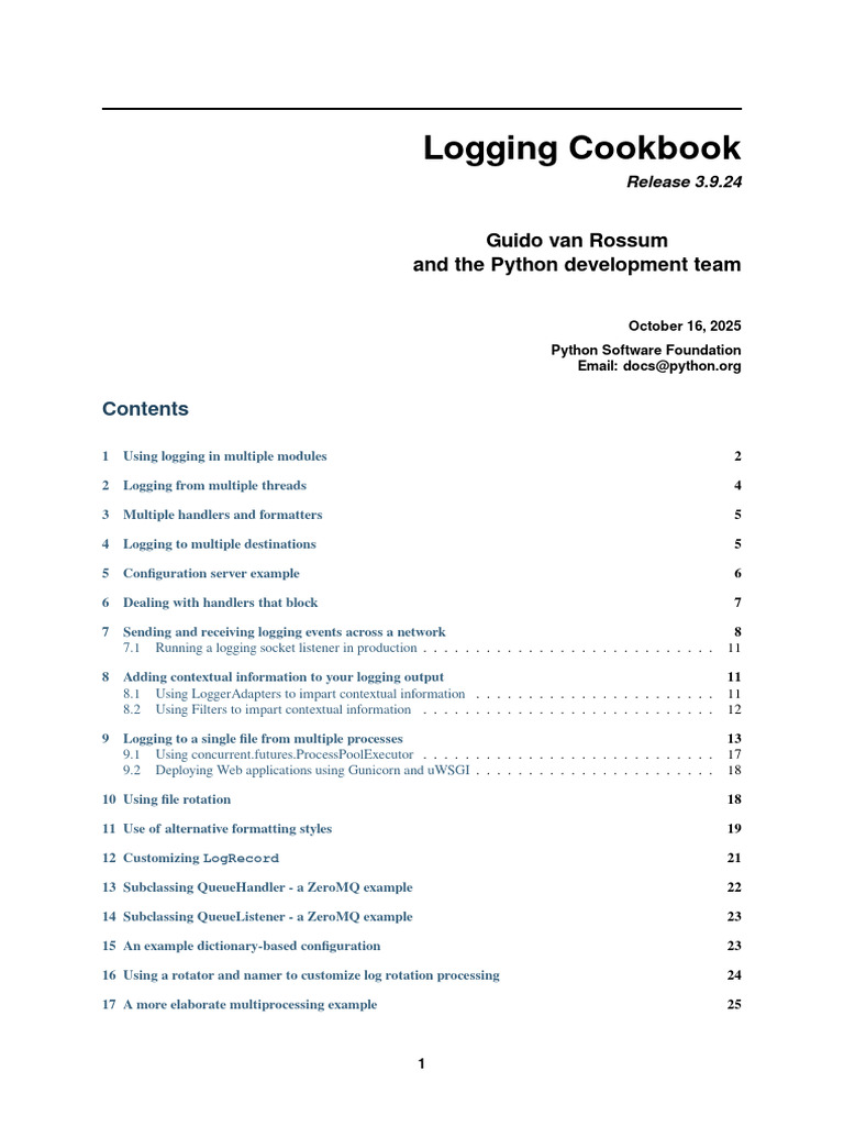 Howto Logging Cookbook | PDF | System Software | Computer Science