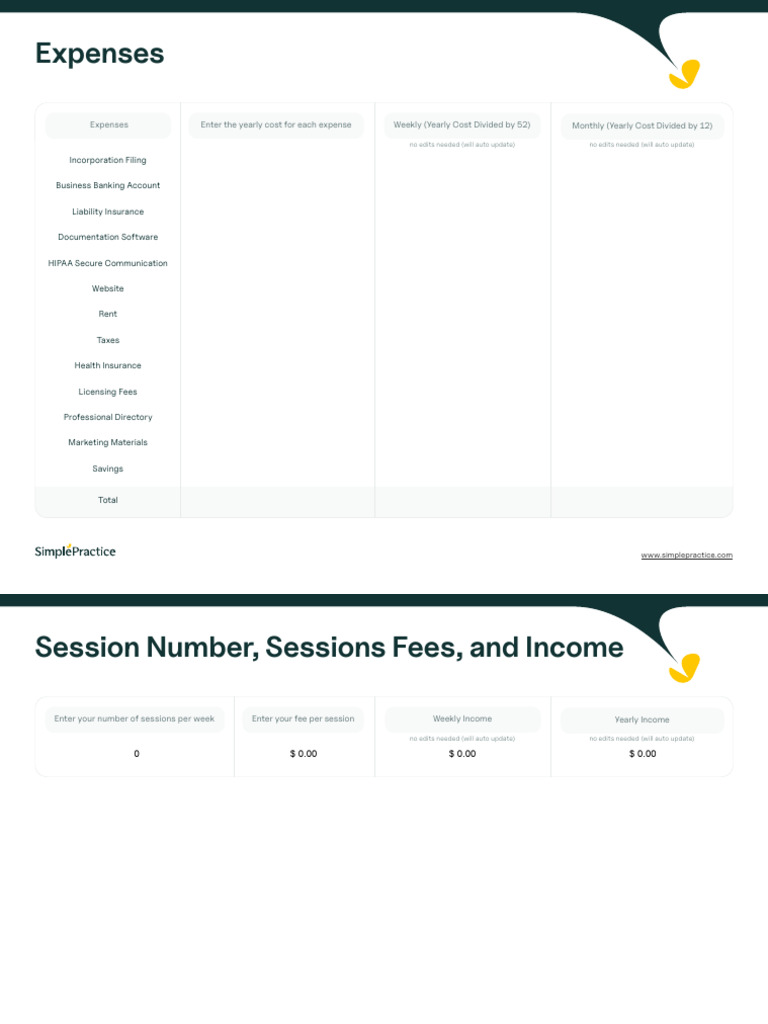 SimplePractice Sample Budget Spreadsheet | PDF | Expense | Budget