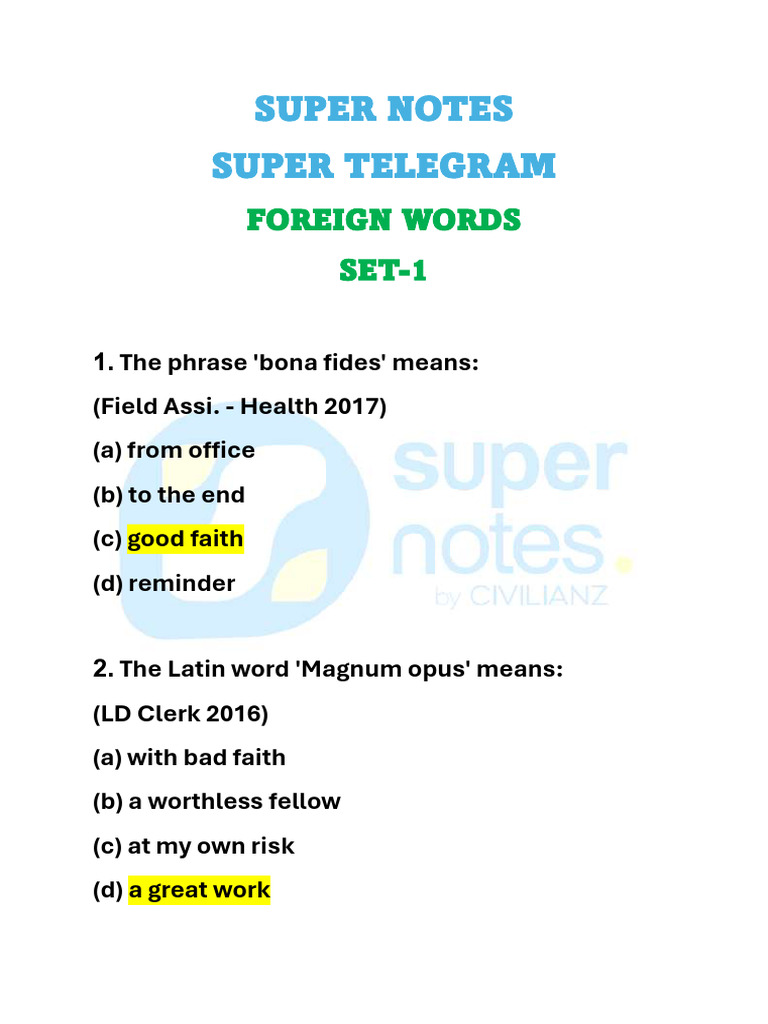 Super Note Foreign Phrases | PDF