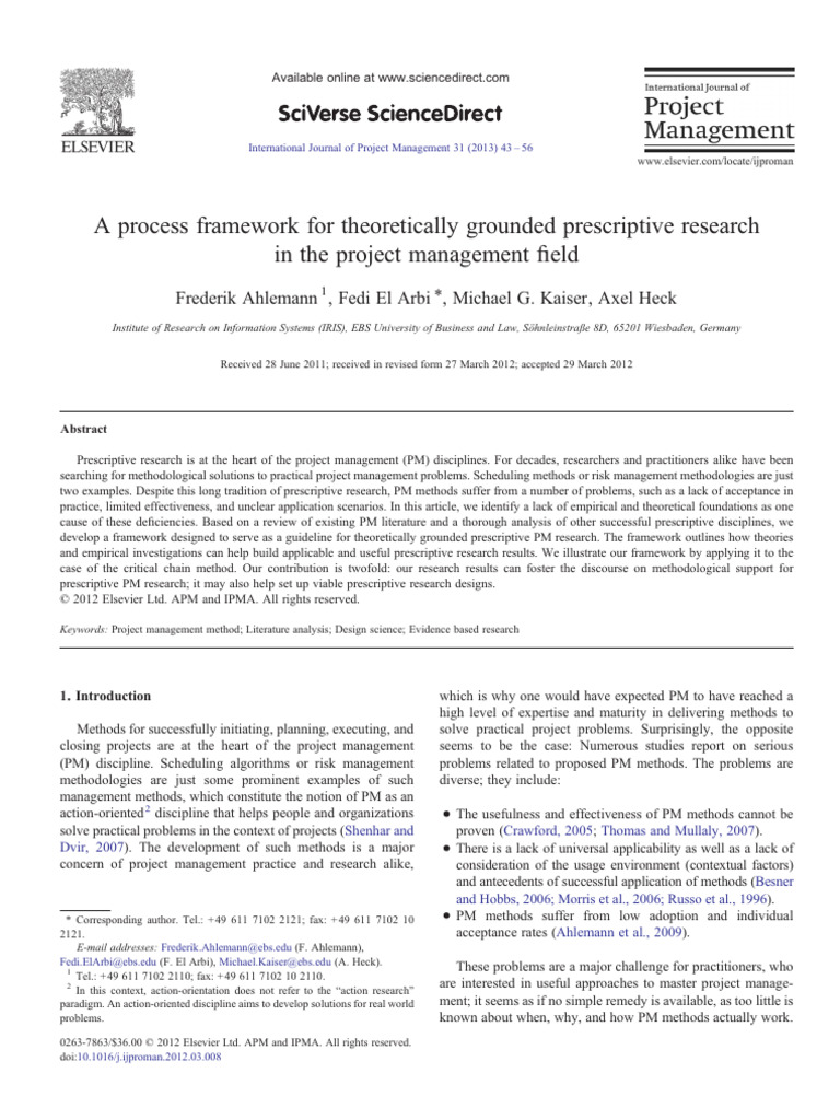 A Process Framework For Theoretically Grounded Prescriptive Research ...