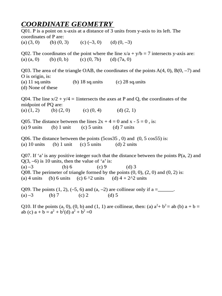 Class 10 Maths Coordinate Geometry | PDF