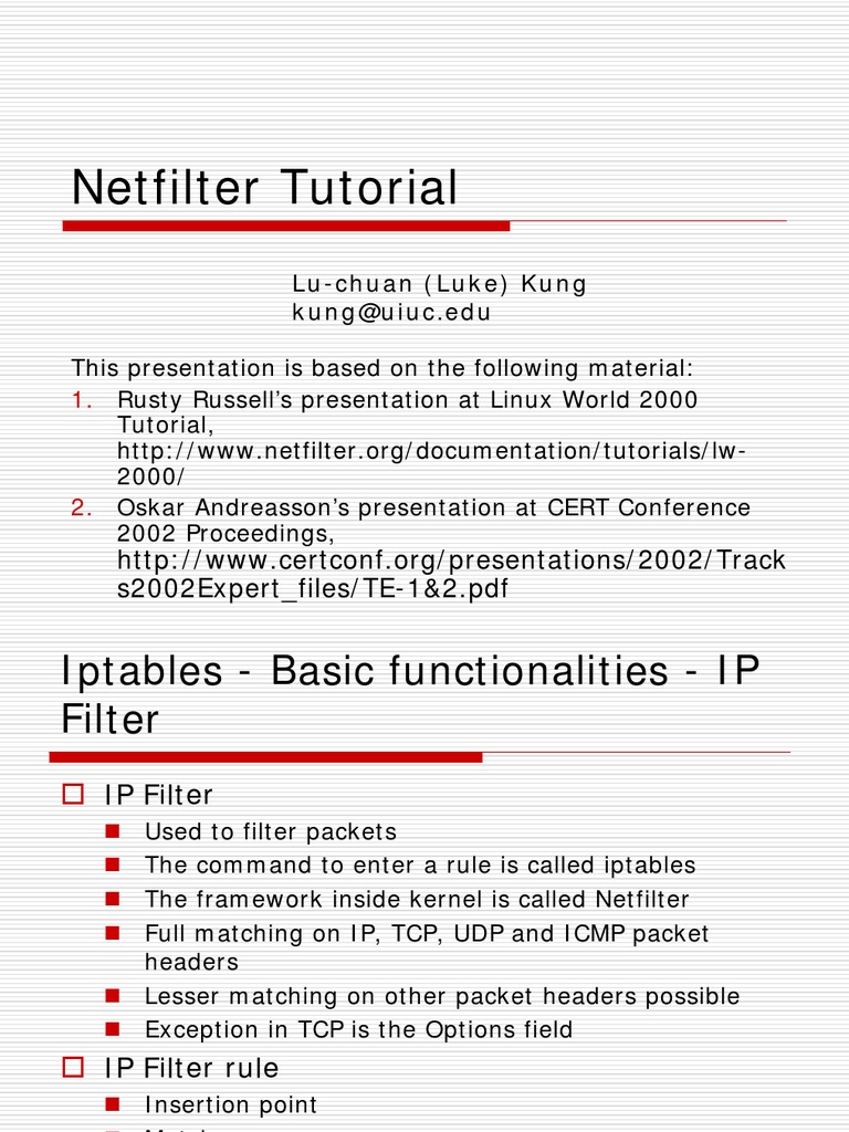 Netfilter Tutorial Pdf Firewall Computing Port Computer