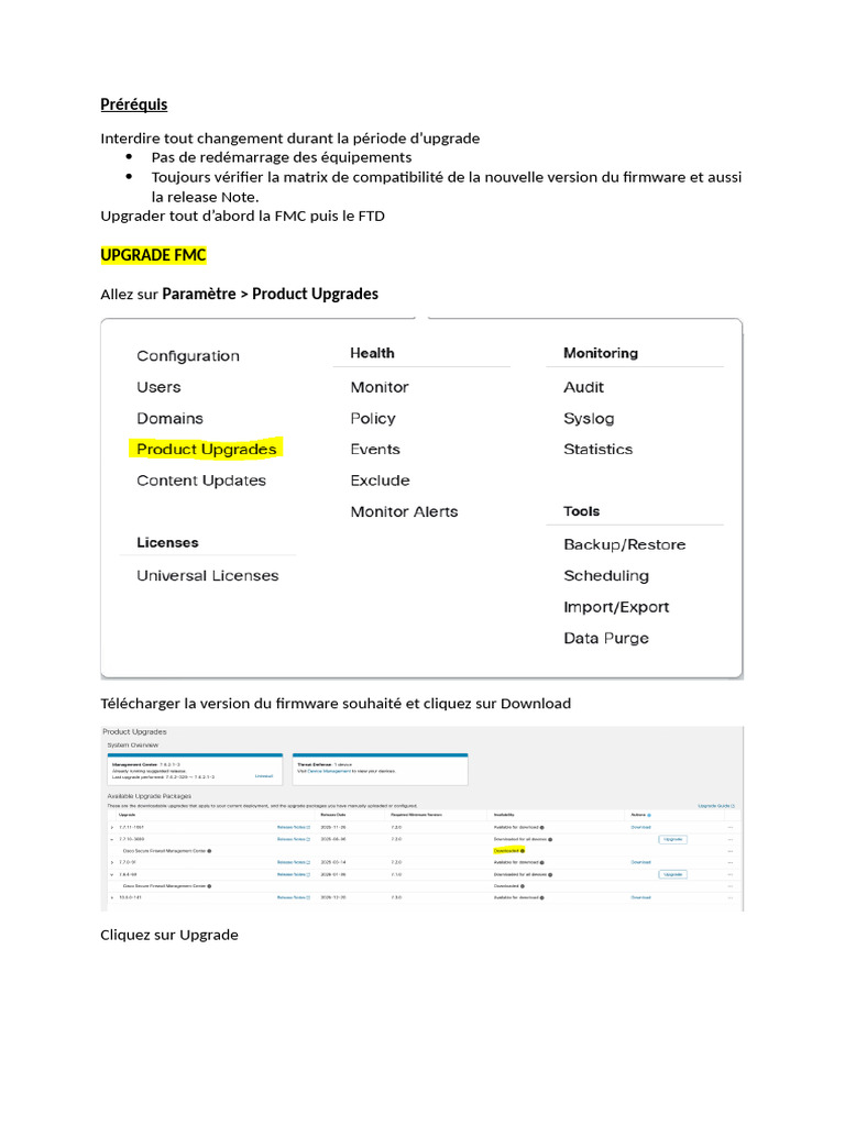 Procedure Sauvegarde Et Upgrade | PDF