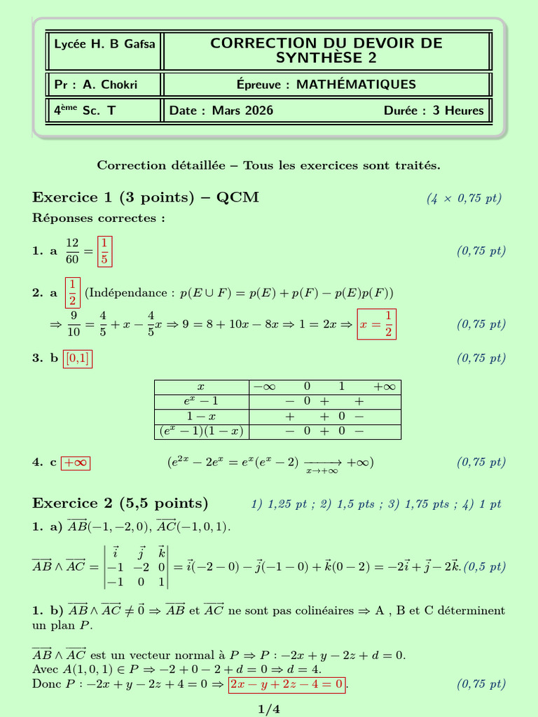 Correction 2 | PDF | Géométrie | Objets mathématiques