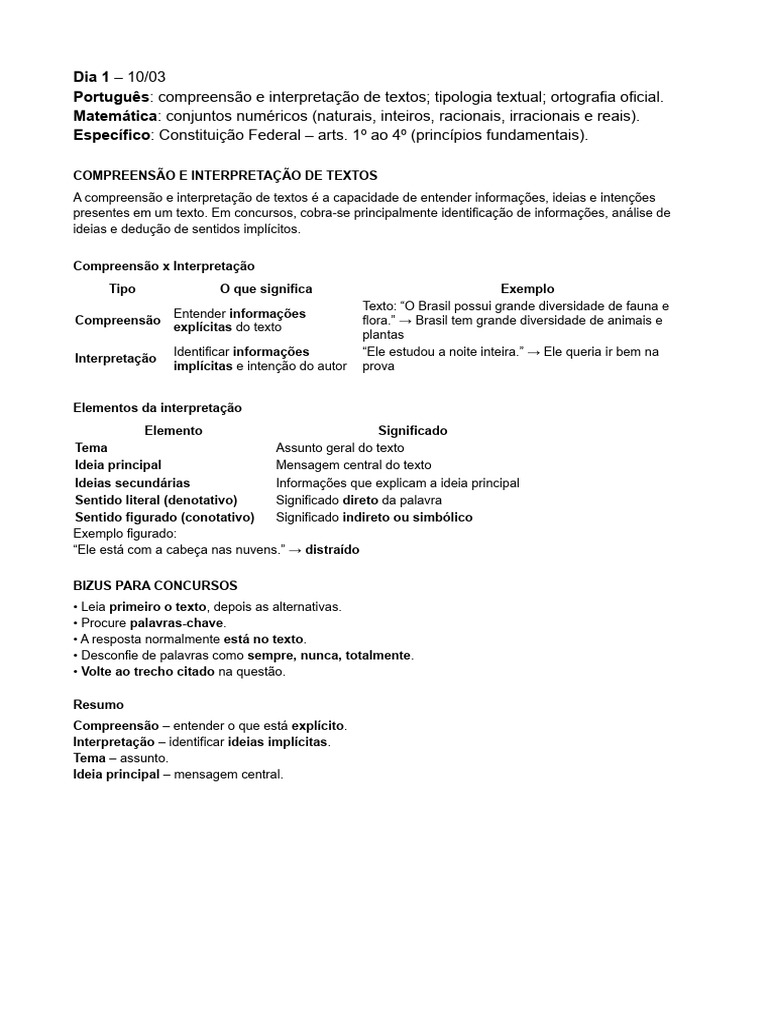 Resumo Dia 1 - Final | PDF | Número racional | Números