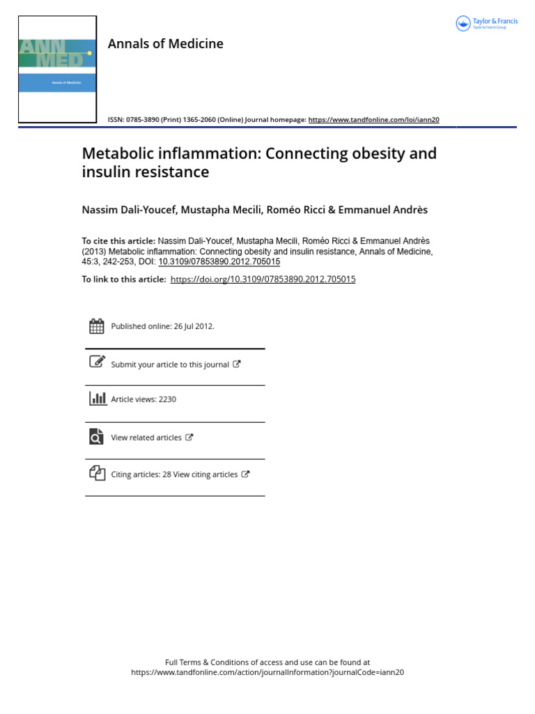 2013 Metabolic Inflammation. Connecting Obesity and Insulin Resistance ...