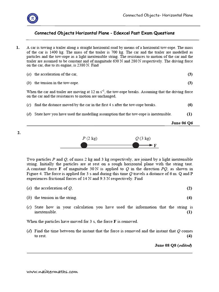 Connected Objects Horizontal | PDF | Force | Mass