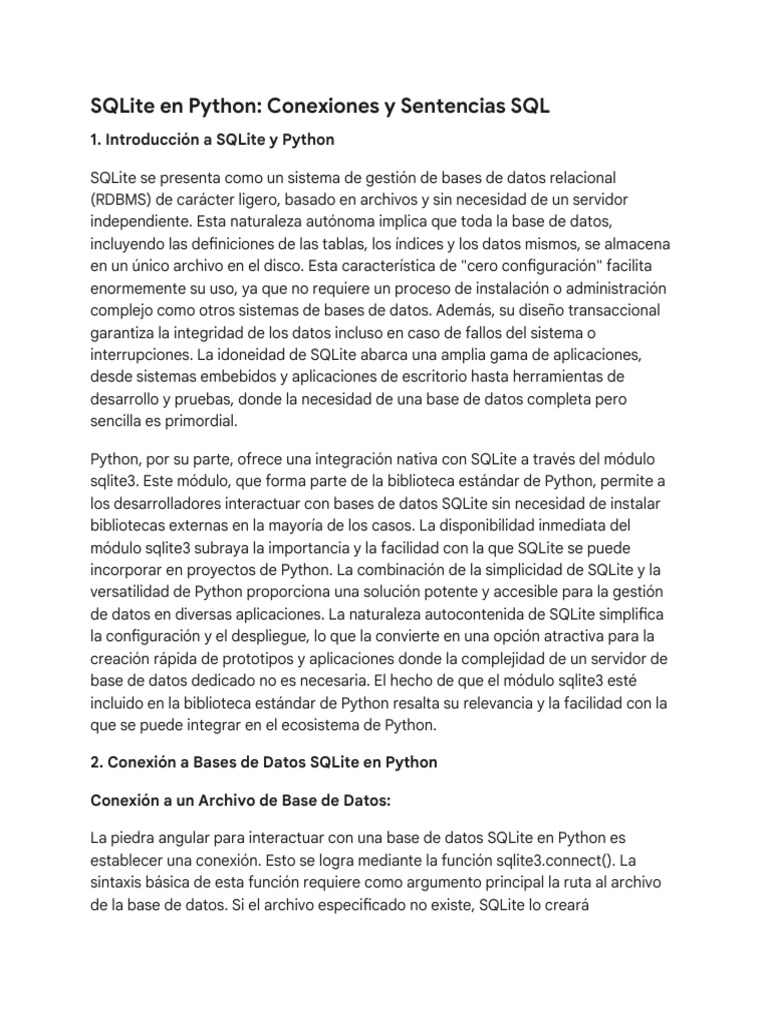 SQLite y Python - Guía Completa | PDF | SQL | Bases de datos
