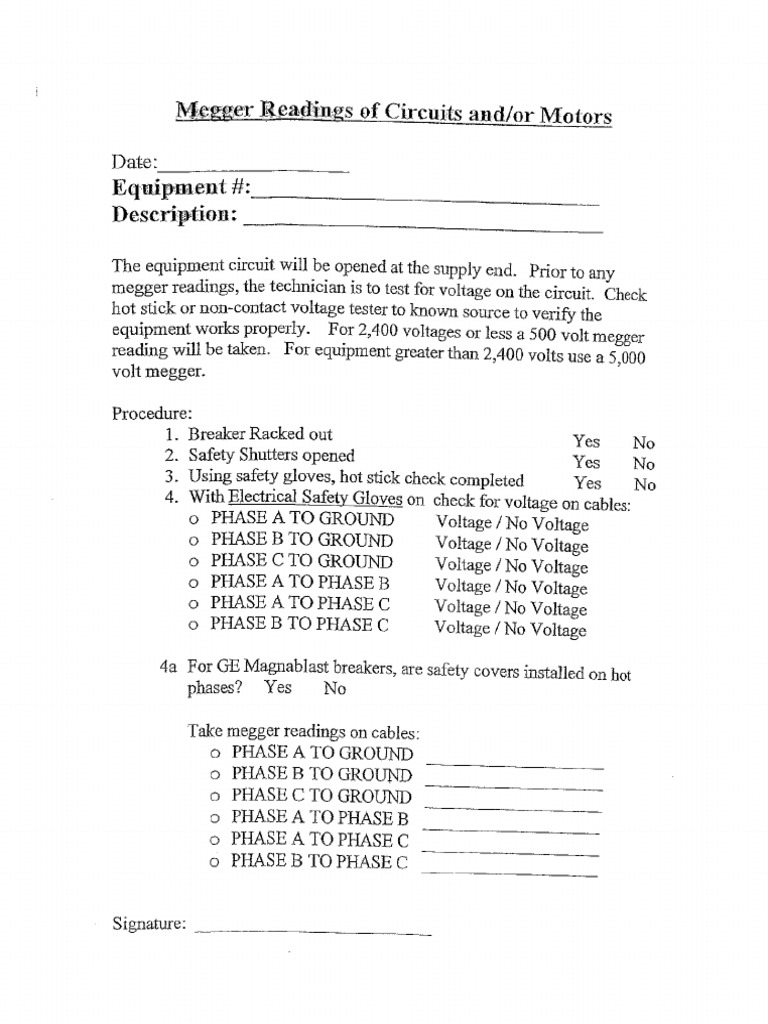 Megger Sheets | PDF