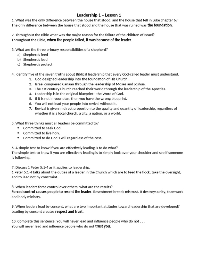 Leadership 1-Lesson 1 | PDF