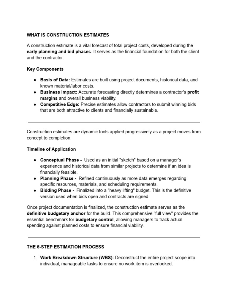 Construction Estimates | PDF | Business