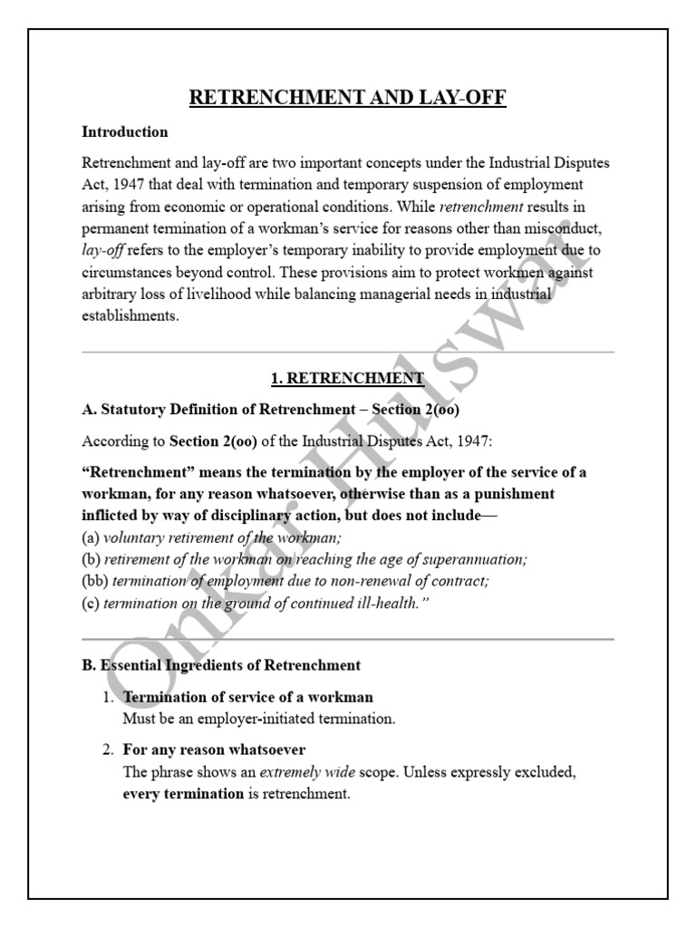 Retrenchment and Lay-Off | PDF | Employment | Strike Action