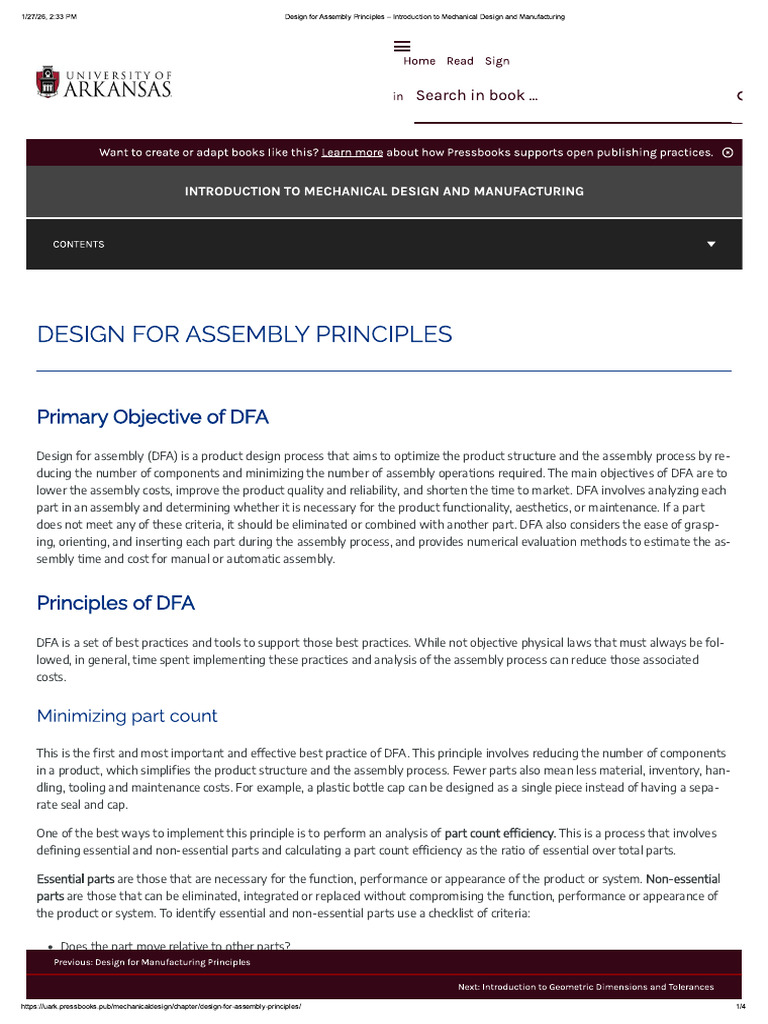 1 Article - Design For Assembly Principles - ARKANSAN University | PDF