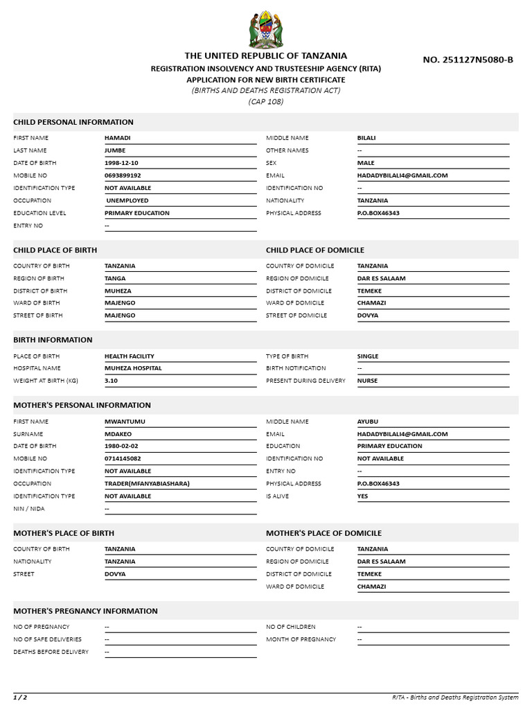 Application Form 20251127B 5118 | PDF | Family | Social Institutions