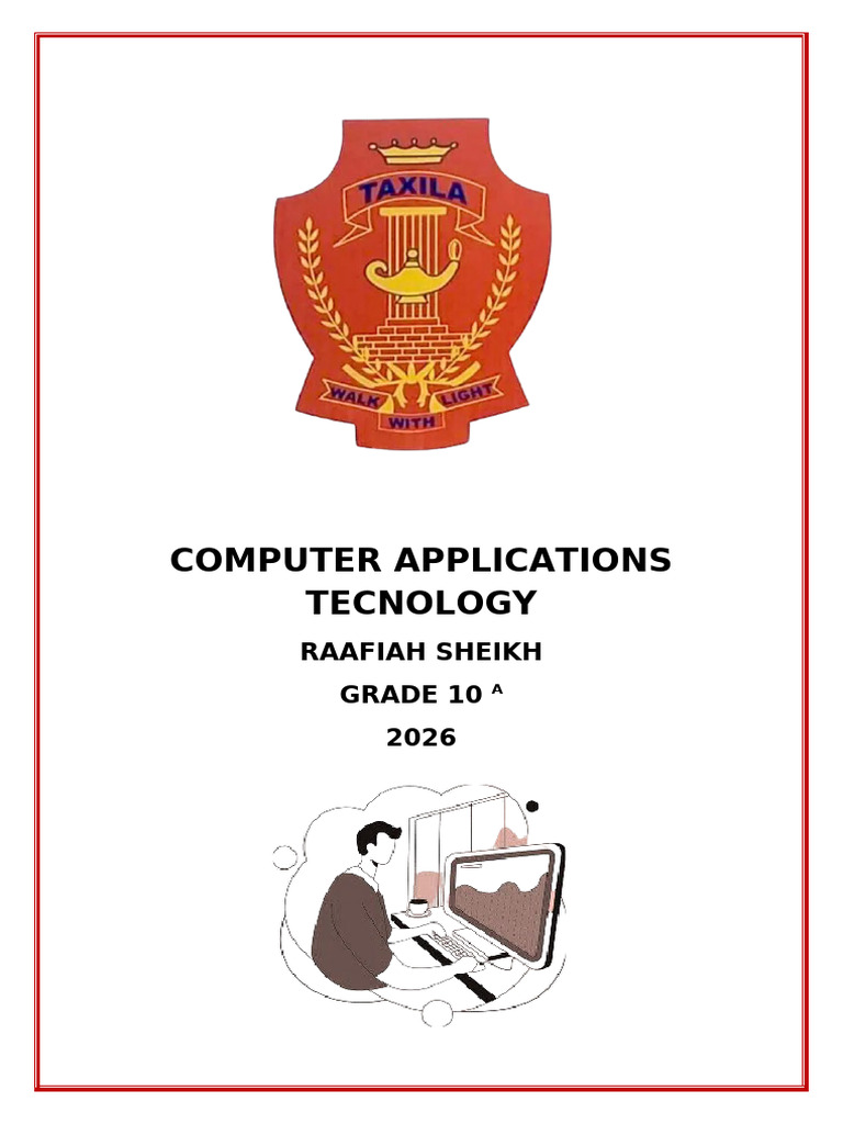 Computer Applications Tecnology Cover Raafiah | PDF