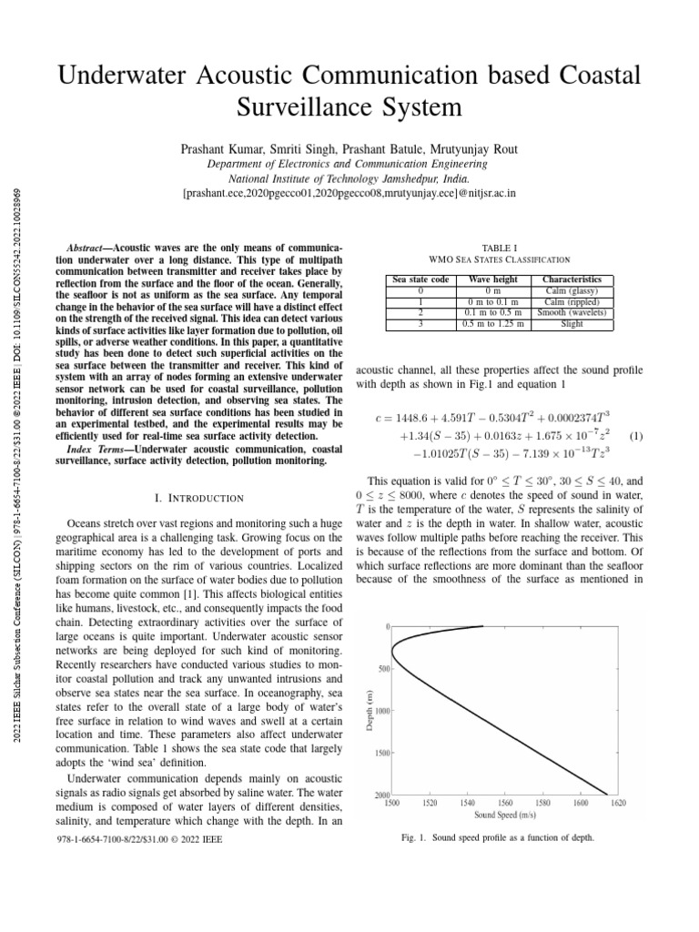 Underwater Acoustic Communication Based Coastal Surveillance System ...