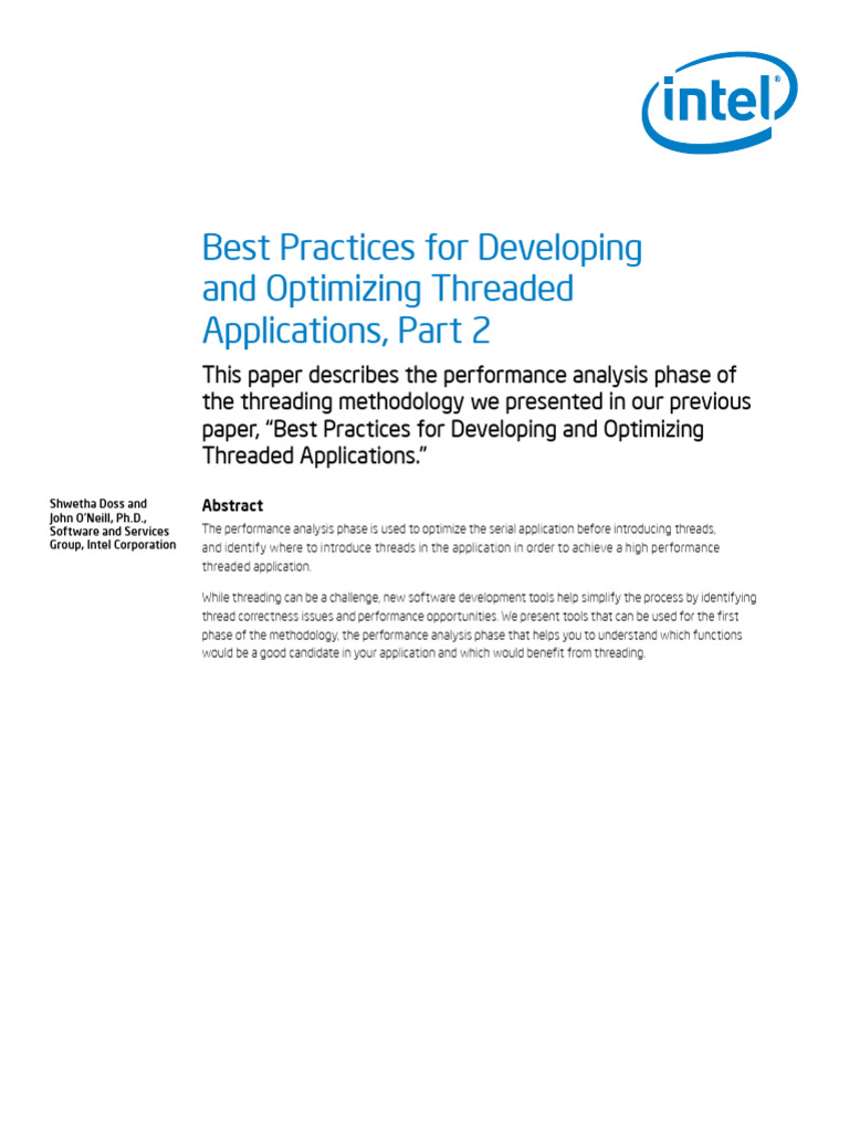 Best Practices For Developing and Optimizing Threaded Applications ...