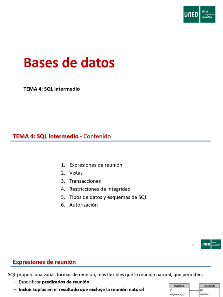 Resumen Tema 04 - SQL Intermedio | PDF | SQL | Bases de datos