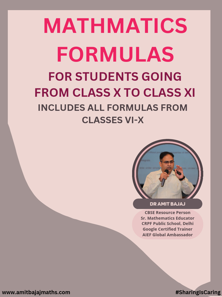 Mathematics Formulas (For X To Xi Going Students) | PDF