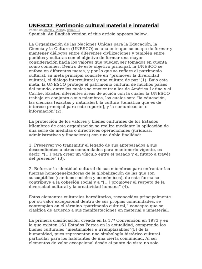 Bienes Materiales e Inmateriales | PDF | Patrimonio cultural