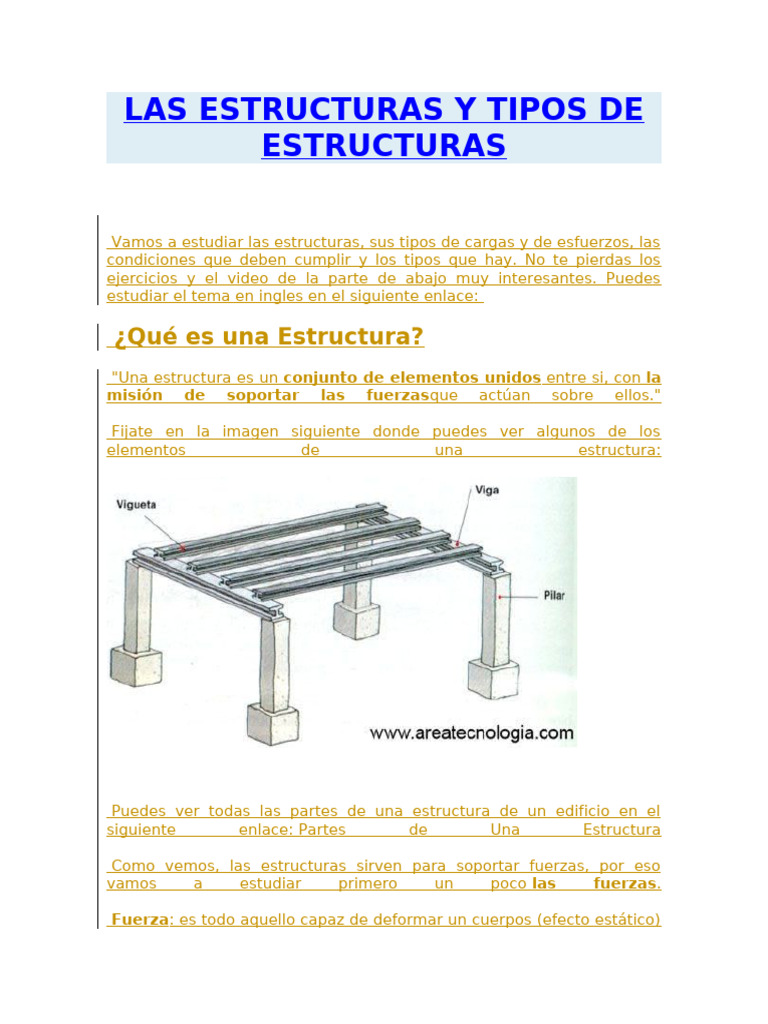 Las Estructuras y Tipos de Estructuras | PDF | Fuerza | Estrés (Mecánica)