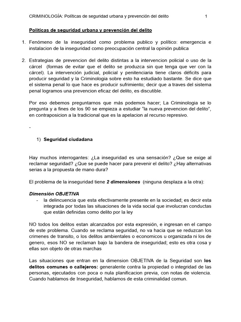 CRIMINOLOGIA - Políticas de Seguridad Urbana y Prevención Del Delito ...
