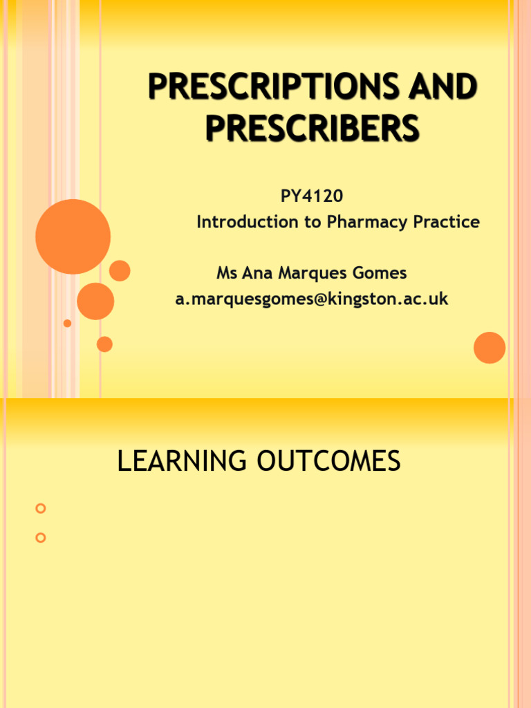 Lecture 3 Prescriptions and Prescribers 2020 | PDF | Medical ...