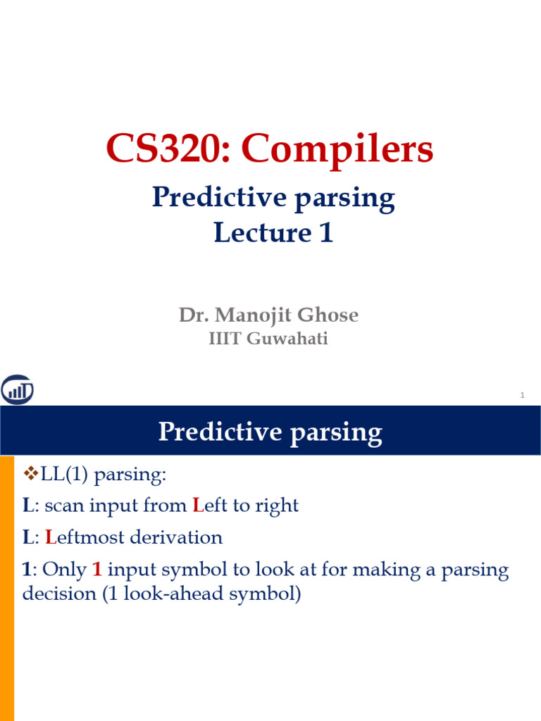 CS320 PredictiveParsing-L1 | PDF | Parsing | Syntax