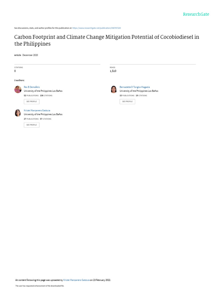 Carbon Footprint and Climate Change Mitigation Potential of ...