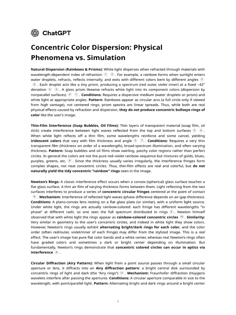 Concentric Color Dispersion - Physical Phenomena vs. Simulation | PDF ...
