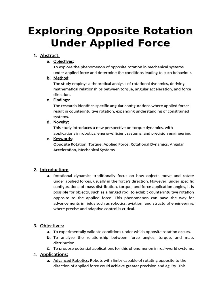 Exploring Opposite Rotation Under Applied Force | PDF | Force | Torque