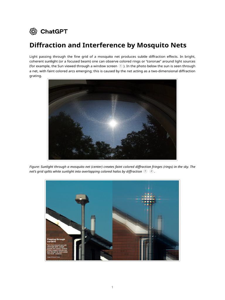 Diffraction and Interference by Mosquito Nets | PDF | Diffraction | Optics